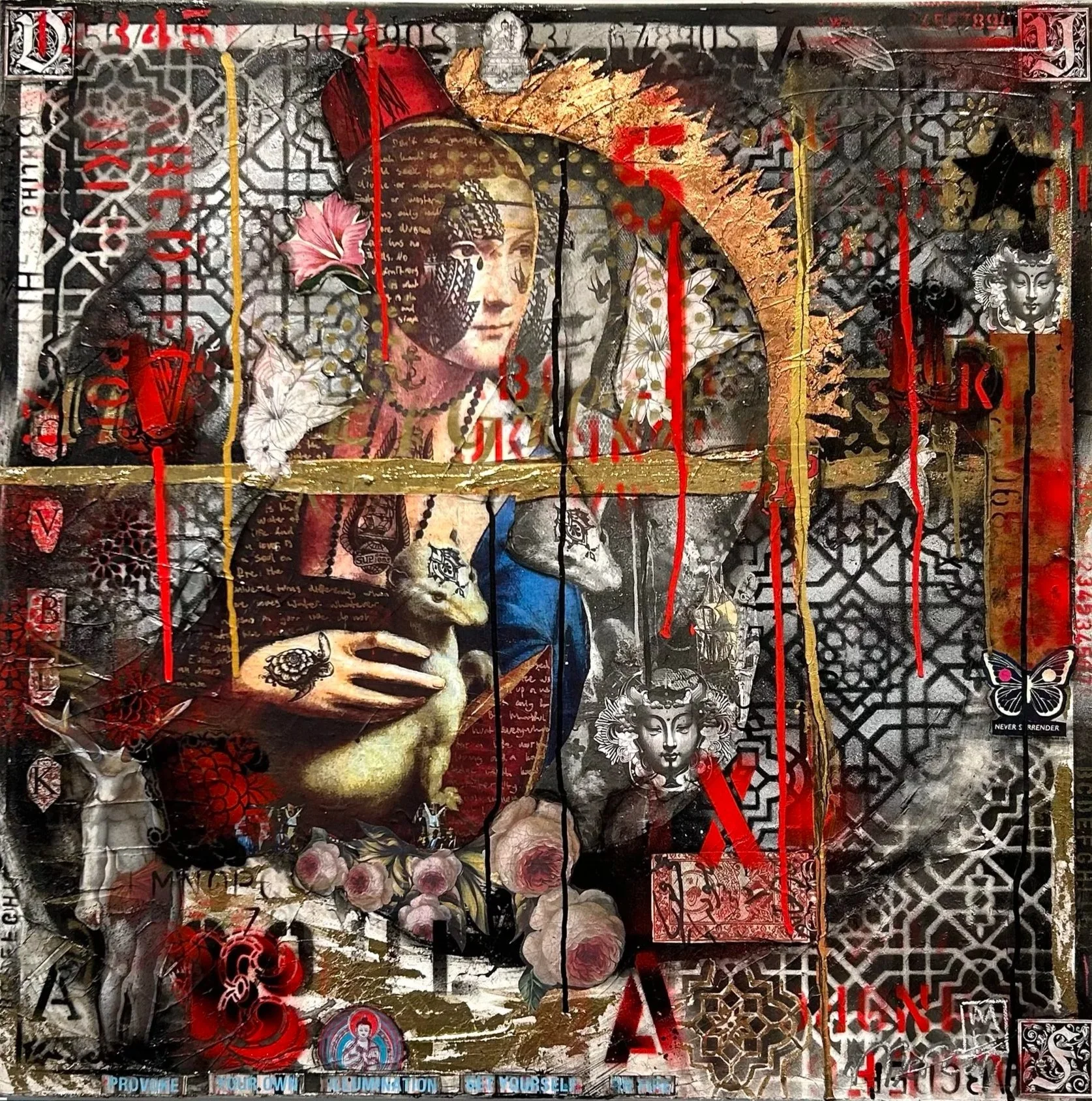 Never surrender 1, Techniques mixtes sur canevas, 26” x 20”,  prix sur demande