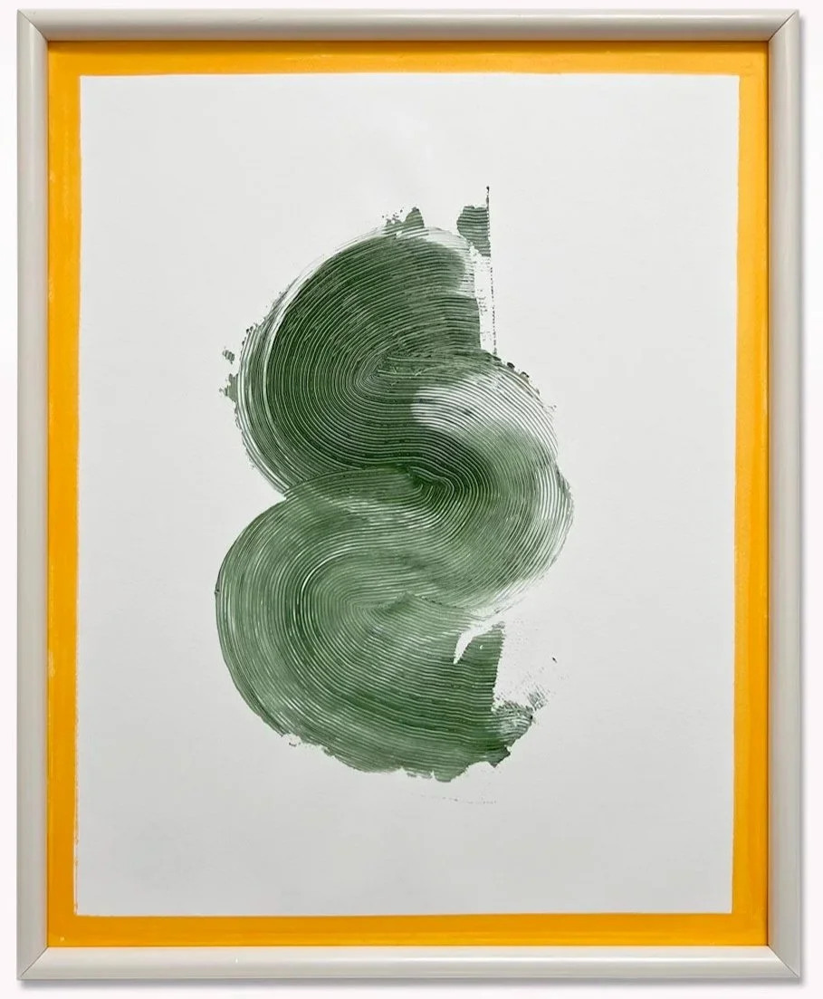 Les Deux (vert) Acrylique sur sur papier fin martelé, Acrylic on fine hammer beaten paper, 52 x 42 cm / 20,5" × 16,5", prix sur demande 