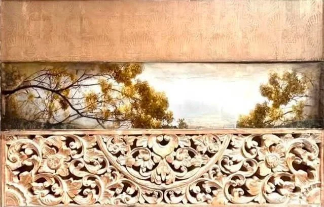 GOLDEN LEAVES, SILKEN WAVES
Techniques mixtes sur panneau 36” x 60”  
6 100 $ (vendue | sold)