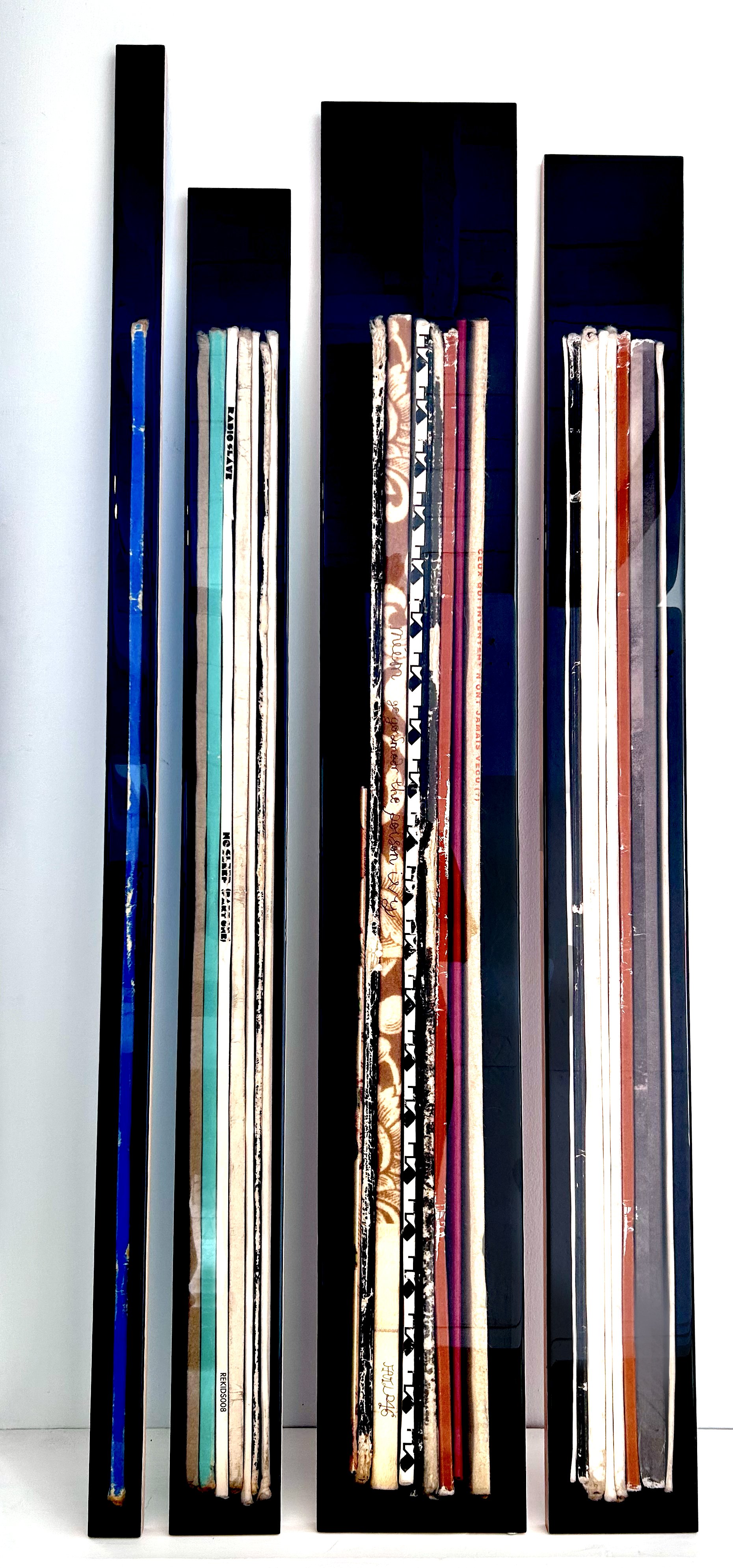 De gauche à droite (left to right) 
#51 02 (2” x 59”) 1800 $
#43 03 (4,25” x 53,5”) 2300 $
#53 02 (8” x 56,75”) 2500 $
#26 02 (5,75” x 55”) 2300 $ 