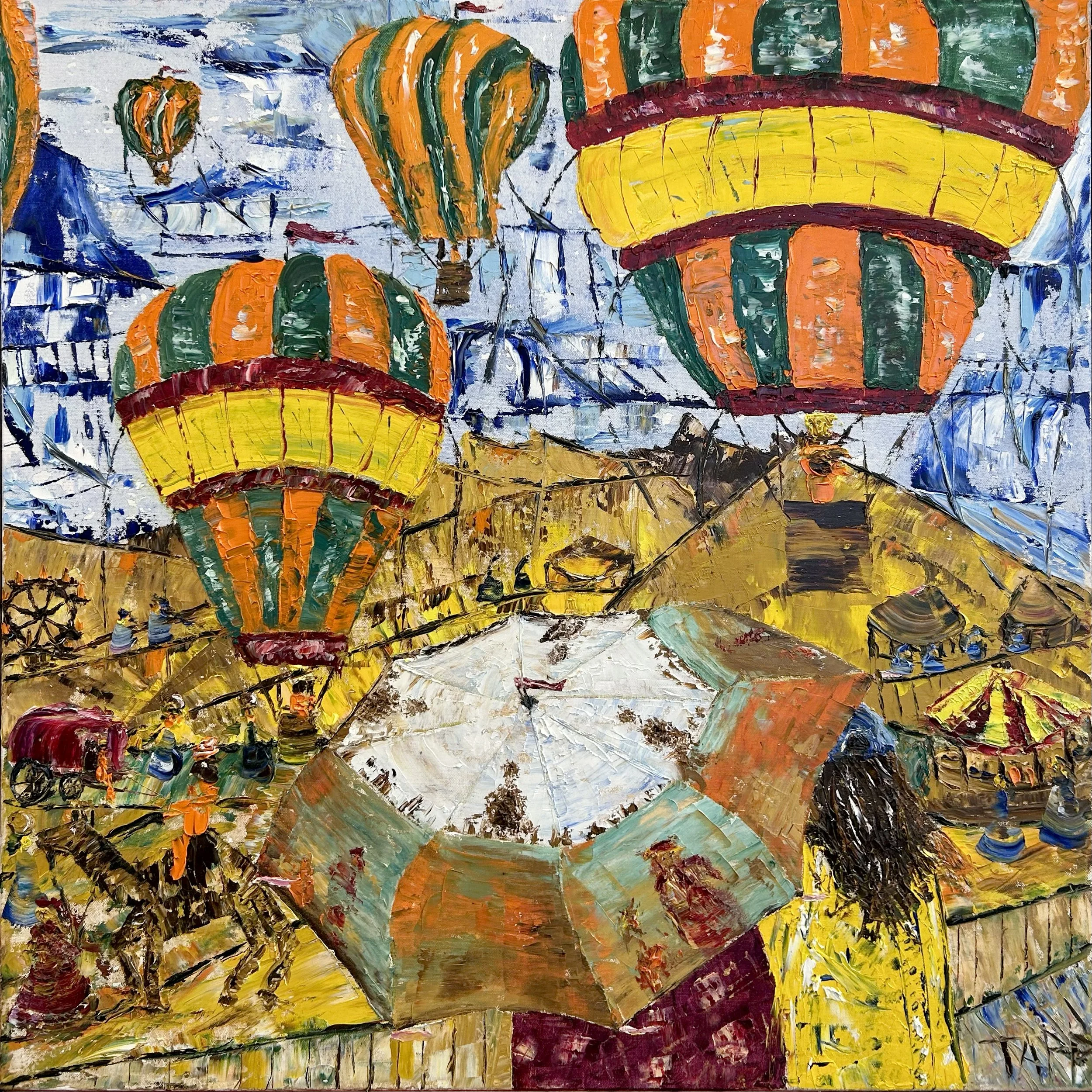 Under Monet Umbrella (huile sur toile) 30" x 30",  CAD 2,700 $