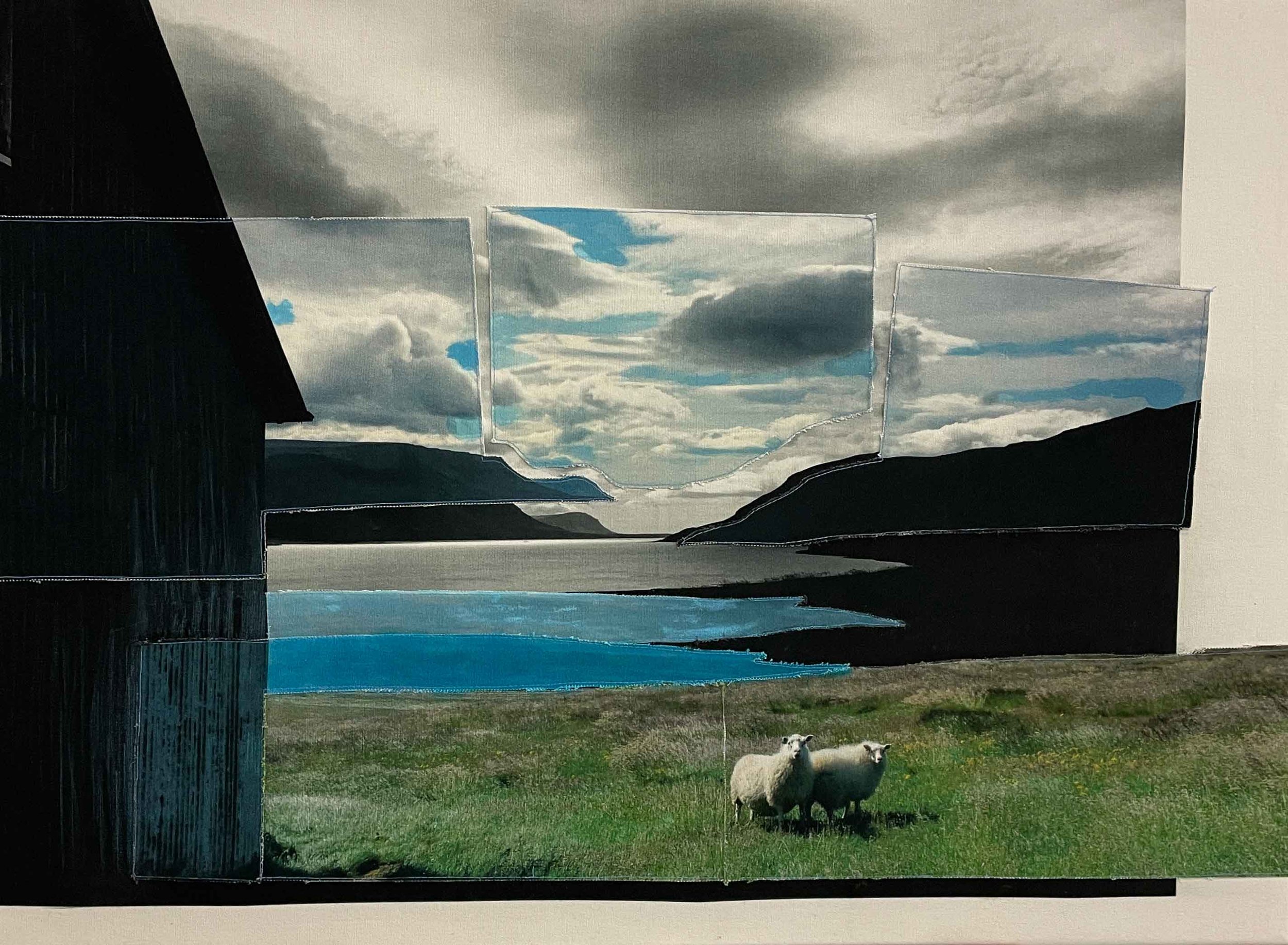 Silence atlantique, le paysage
Photographies imprimées sur toile, acrylique, encre et fils,  22” x 30”, 2 000 $