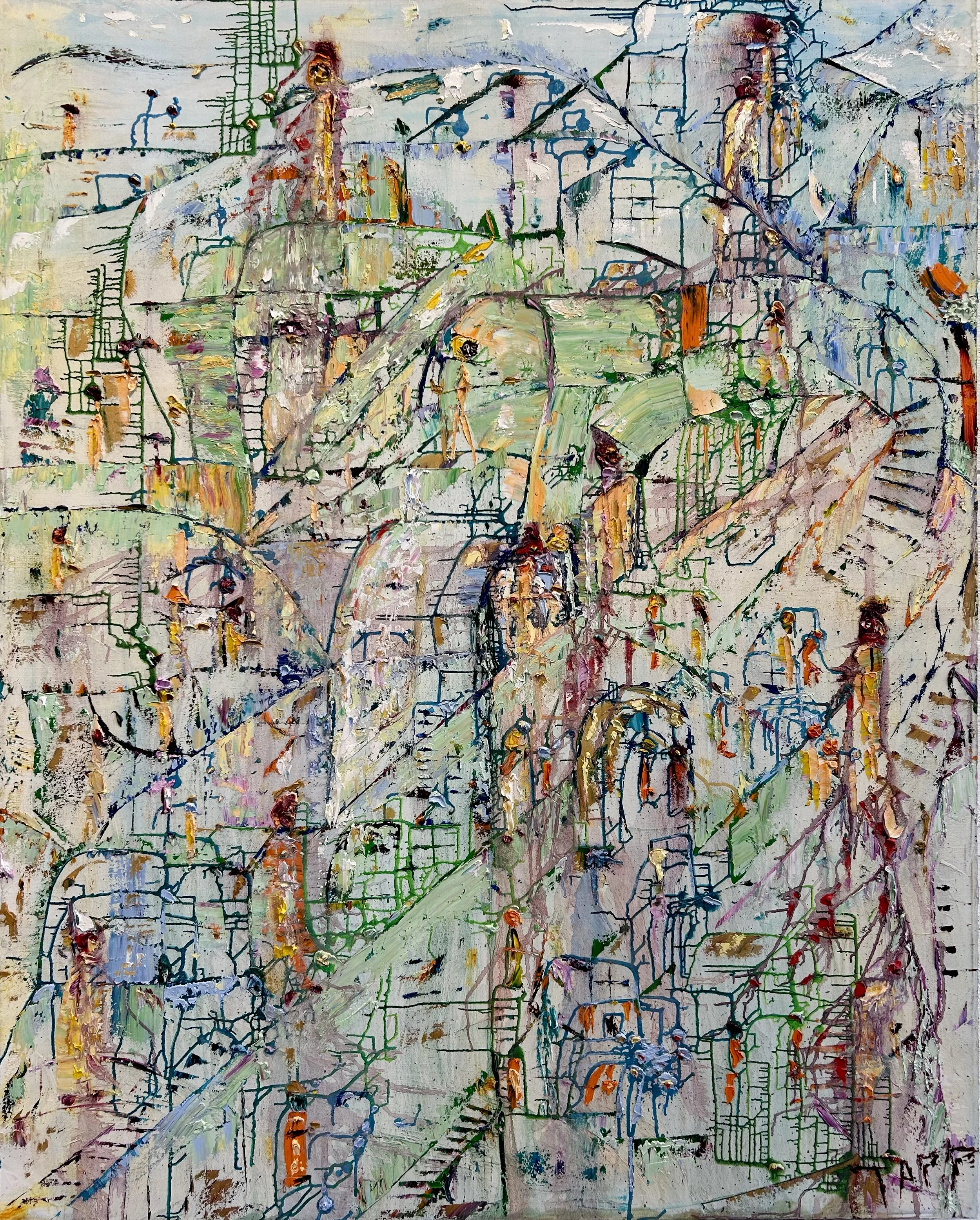 Cartographie des songes (huile sur toile)  60" x 48" pouces, CAD 3,800 $