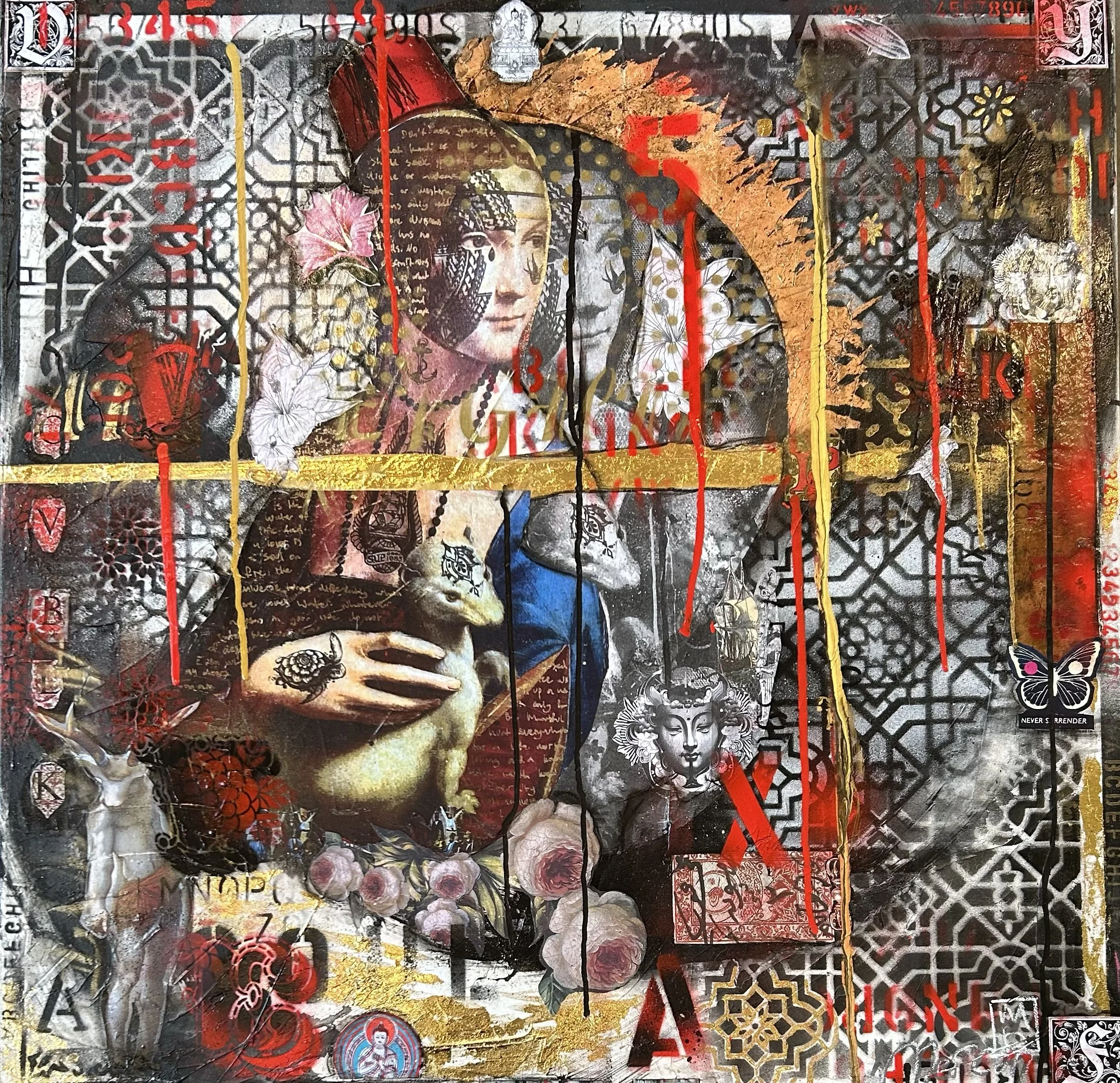 Never surrender 2, Techniques mixtes sur canevas, 26” x 20”,  prix sur demande