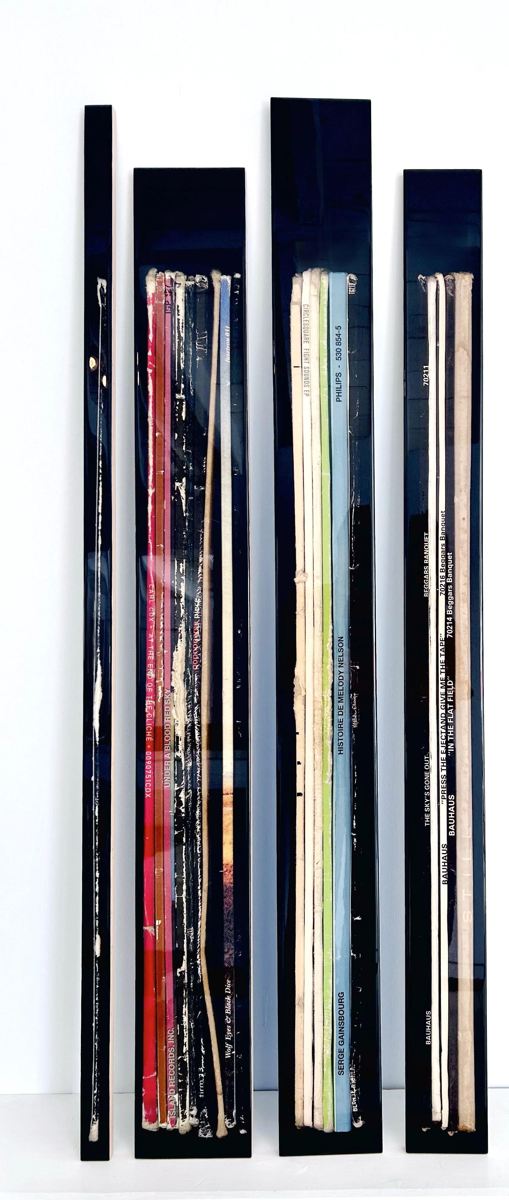 De gauche à droite (left to right) 
#50 03 (1,5” x 56,75”) 1800 $
#20 02 (6,25” x 53,5”) 2500 $
#55 01 (5,5” x 57”) 2500 $
#21 04 (4,375” x 53,35”) 2300 $ 
