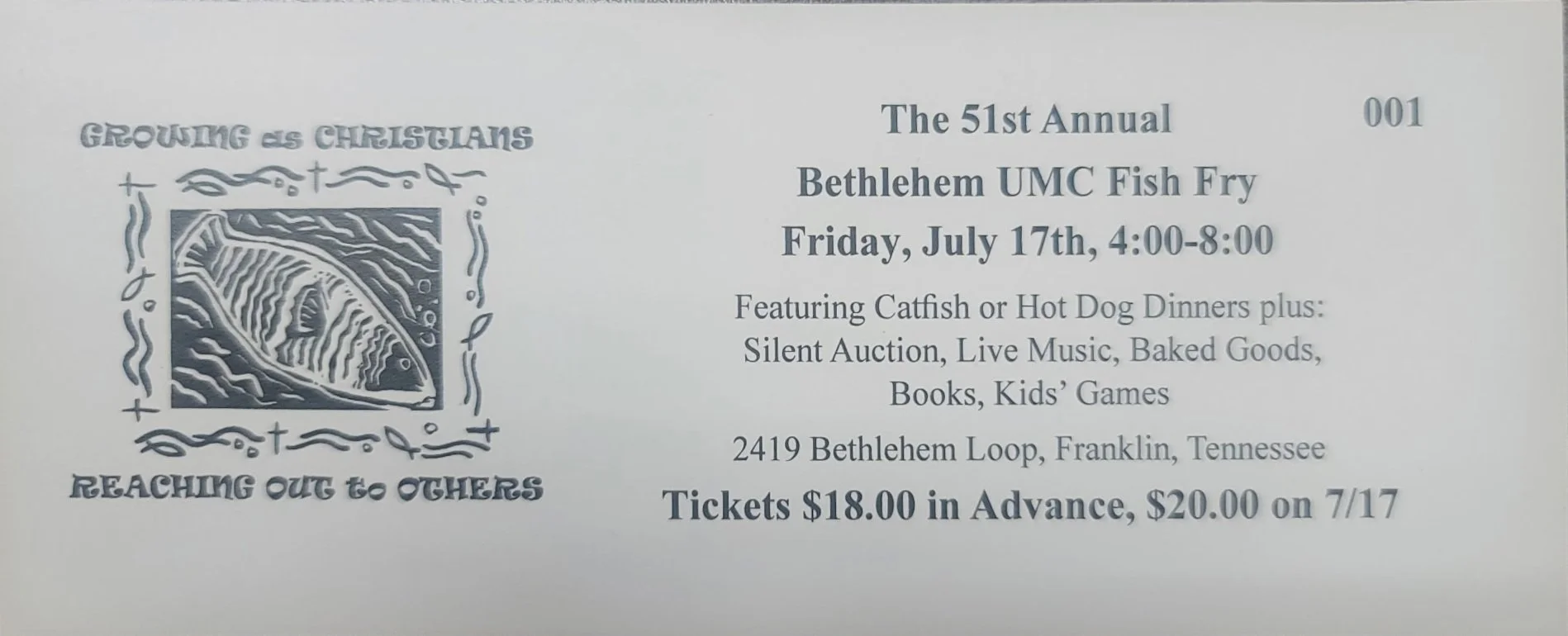 Fish Fry 2026 Ticket (ADULT) 7/17/2026 4 - 8 pm - pickup at will call