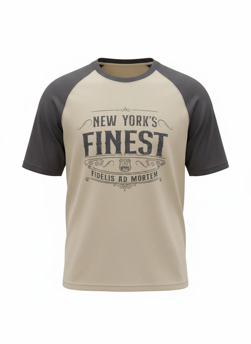 Item# T409 - New York's Finest NYPD Fidelis Ad Mortem Raglan T-Shirt
