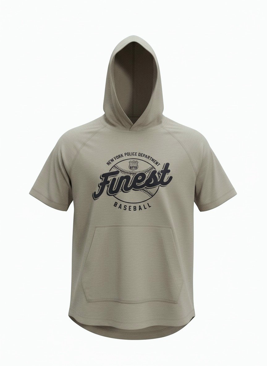 Item# T408 - NYPD Finest Baseball Tri-Blend Wicking Short Sleeve Hoodie
