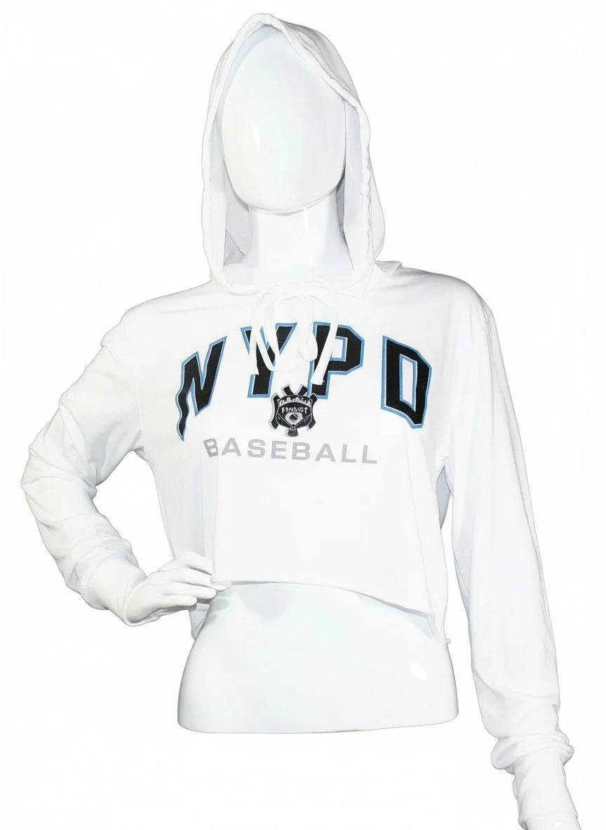 Item# L704 NYPD Baseball Ladies  Cropped Long Sleeve Shirt