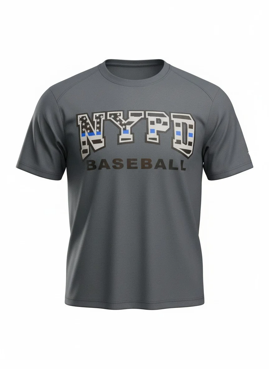 Item# T417 NYPD Baseball Blue Line Dri-fit Shirt