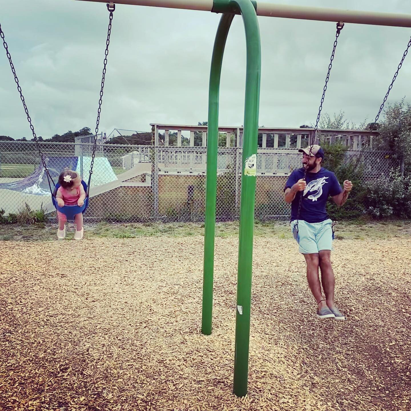 Step One: Volunteer to swing with niece. Step Two: Reap Instagram attention  Step Three: Just wanted to swing on a swing all along