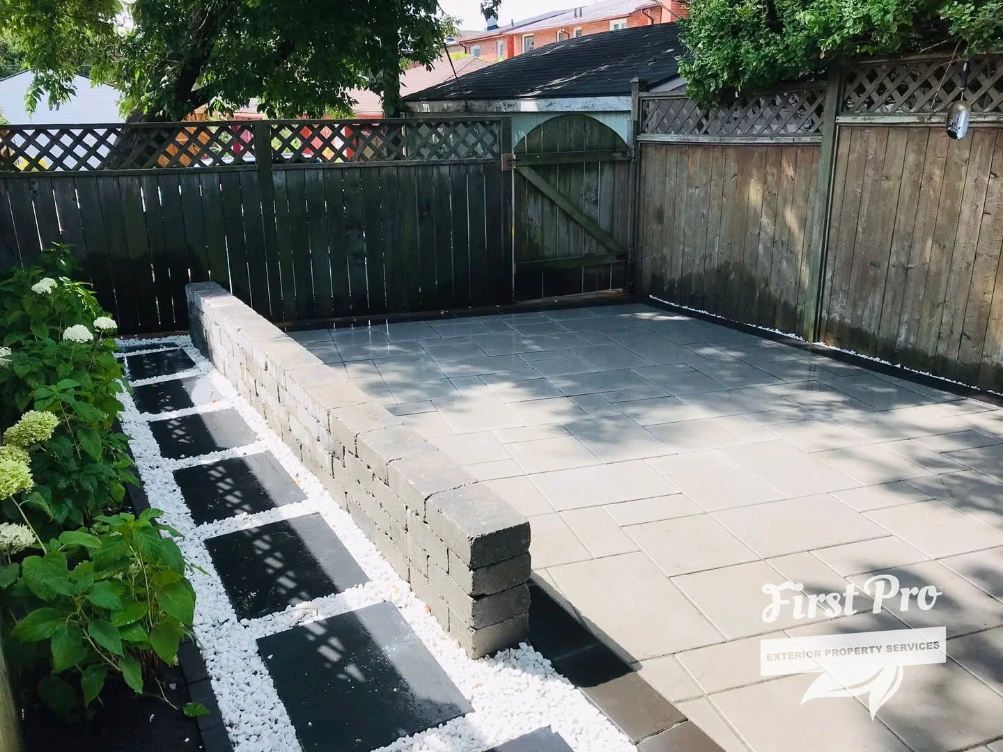 Scroll for before and afters! This urban backyard pad had been an eye soar for years. A taseteful install of interlock and natural stone, it is now the perfect spot to host a bbq or just setup a cozy chair and read. 
.
.
.
#landscapedesign #patios #l