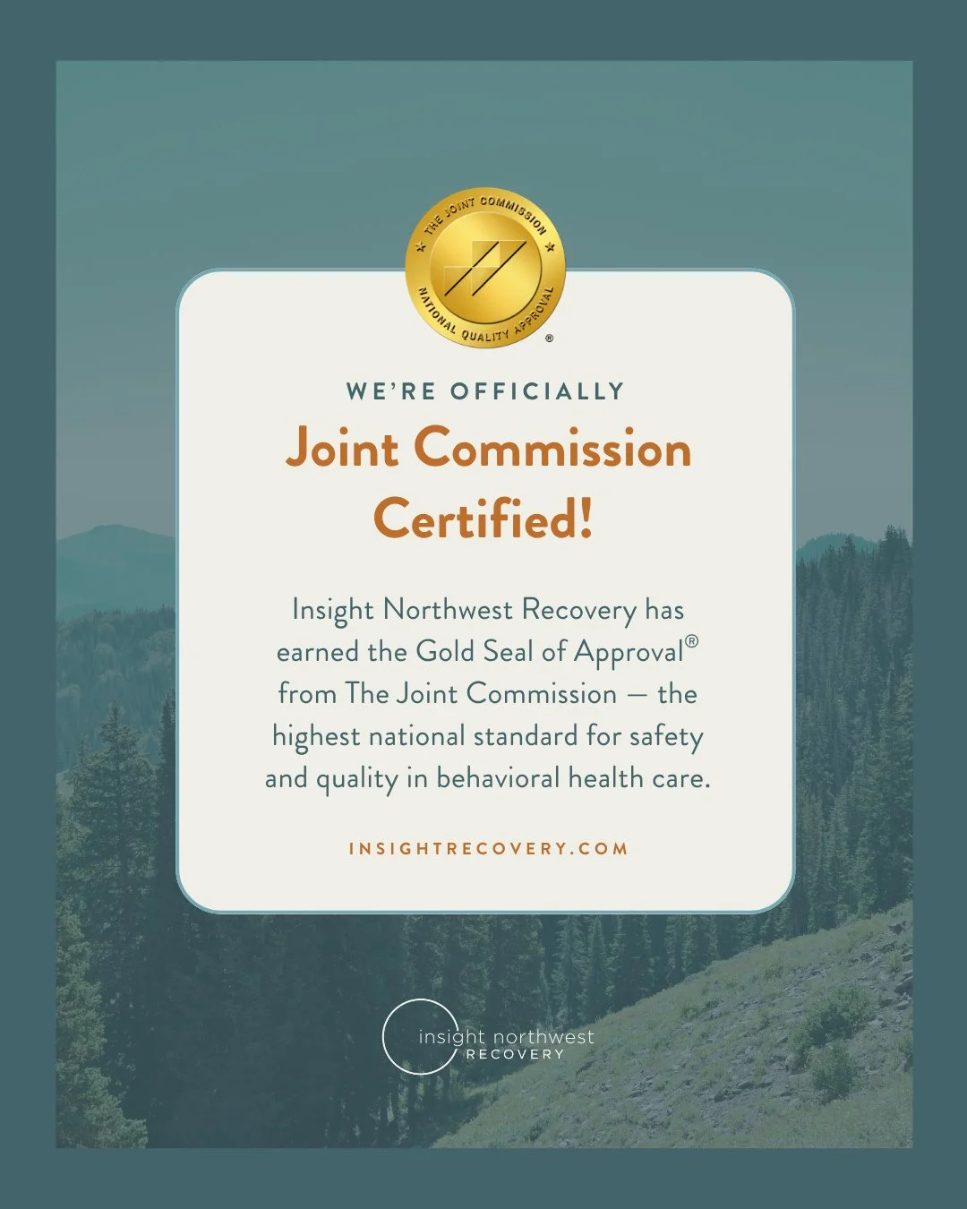 🎉 Big news from Insight Northwest Recovery!⁠
We&rsquo;re proud to share that INR is now Joint Commission Certified &mdash; the gold standard in quality and safety for behavioral healthcare across the nation. 💛⁠
⁠
What does that mean for our clients