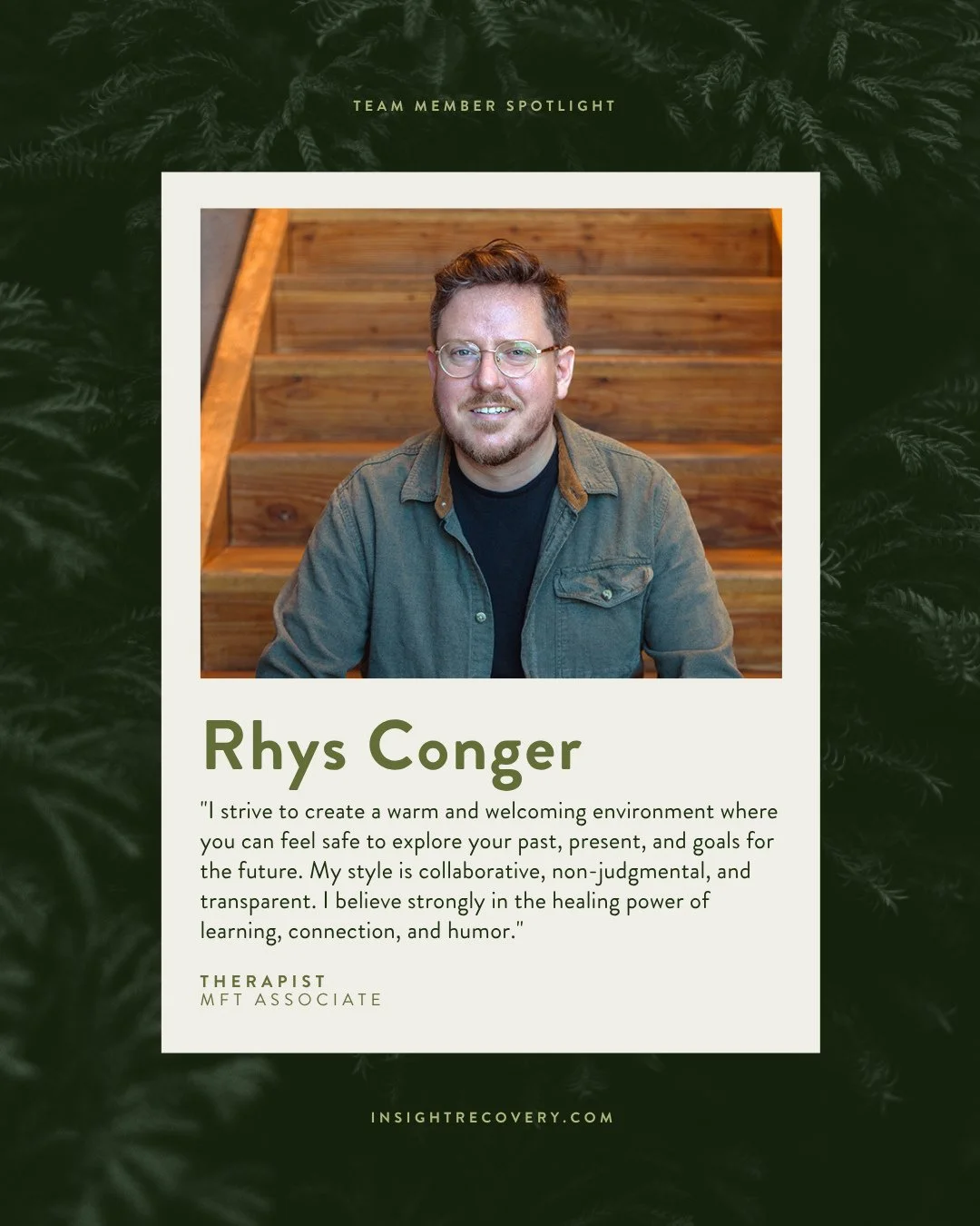 Meet Rhys &mdash; a therapist who believes healing starts with curiosity, connection, and maybe a little bit of humor.⁠
⁠
Rhys Conger, Marriage and Family Therapist Associate, creates a warm, welcoming space where clients can explore their past, pres