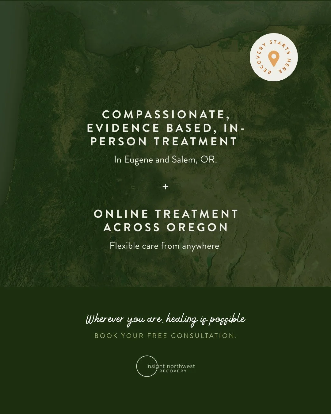 We&rsquo;ve expanded our reach so more Oregonians can access life-changing care.⁠
⁠
At Insight Northwest Recovery, we offer:⁠
📍 In-person treatment in Eugene &amp; Salem⁠
💻 Online treatment across the entire state⁠
⁠
Whether you&rsquo;re navigating