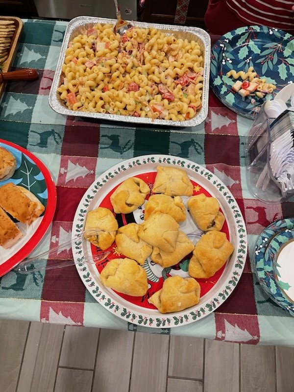 Sausage Rolls and Seafood Pasta Salad