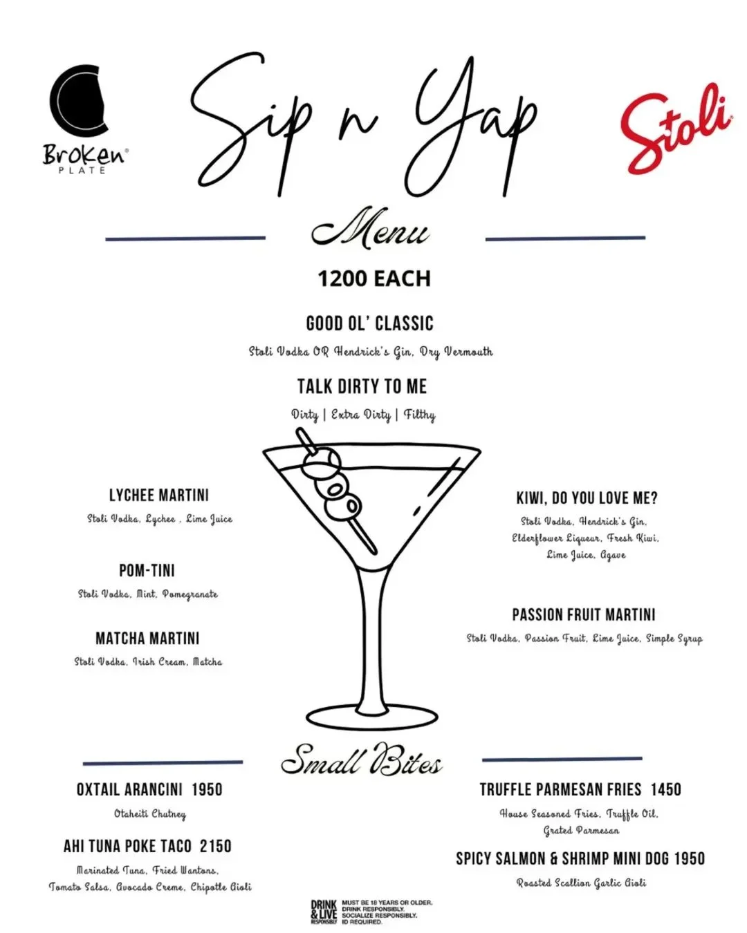Sip n Yap menu