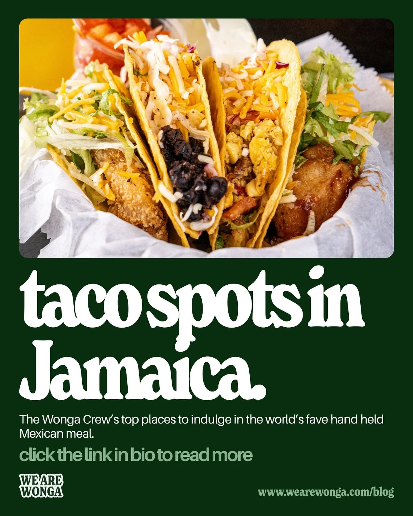 Whether you celebrate #NationalTacoDay on the first Tuesday of October OR on October 4&hellip; Here are our top picks for tacos in Jamaica. 🤭🌮🇯🇲

Did we leave out your #1 taco spot? Drop it in the comments below and we&rsquo;ll check it out!

Cli