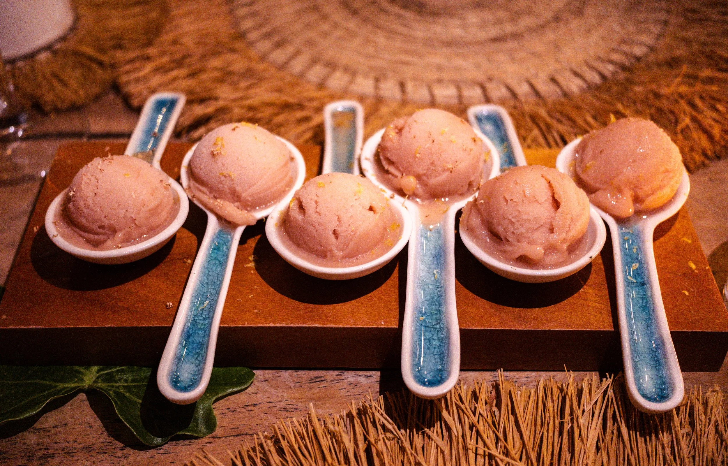 six spoons of sorbet
