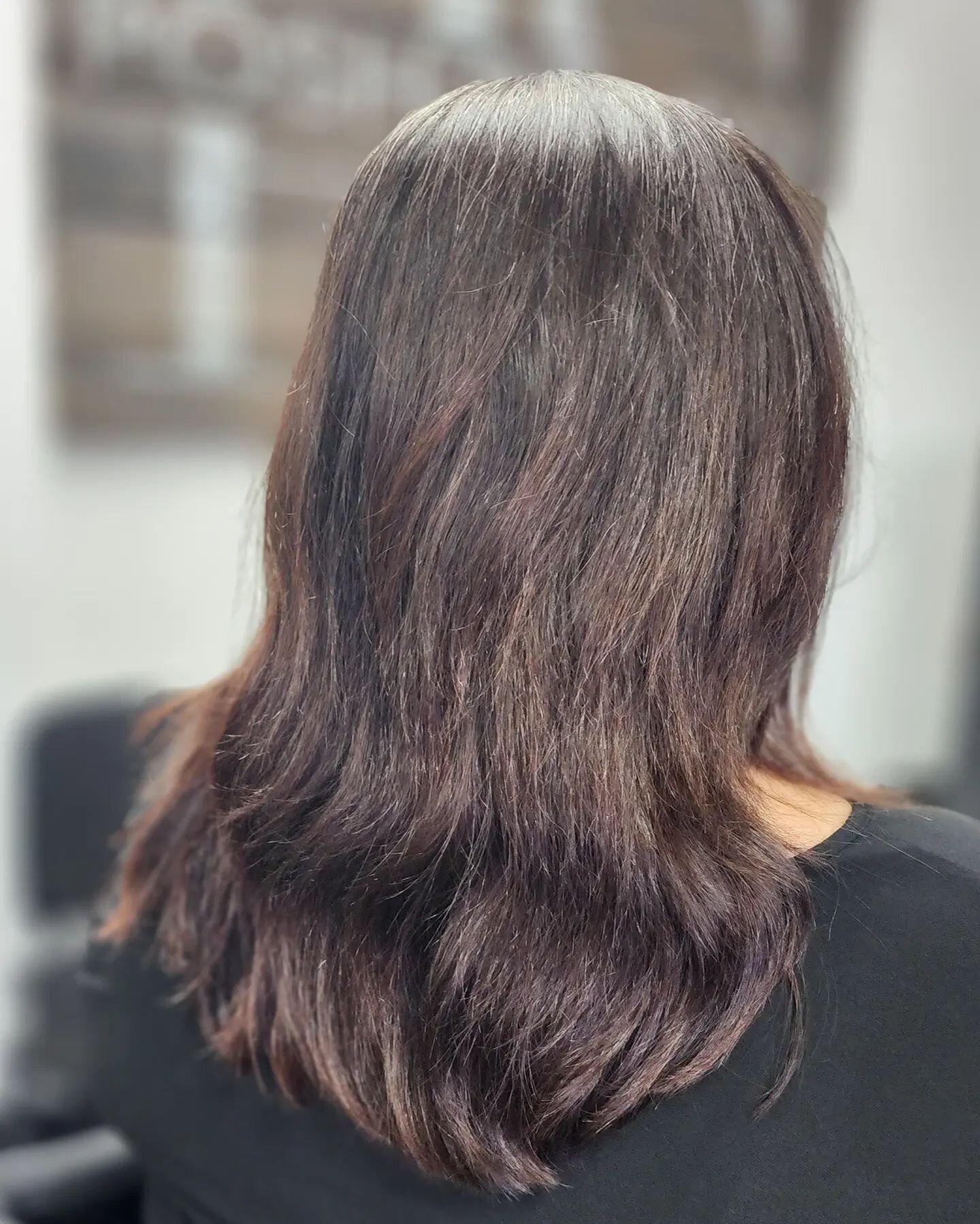 The process going to natural and silver can be a tough one.
We lightened using Davines progress 30vol on the ends of old color. .
Second step we added highlights and for the base we used view 4,18 and charcoal. 20min
Finally we Toned with 10,21 and s