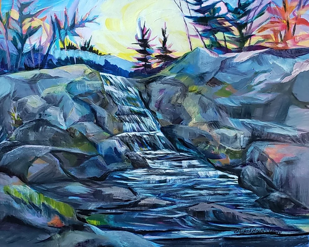 Michael's Waterfall, 16x12, acrylic on wood panel