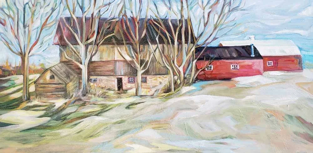 Steve Family Barn, oil on canvas, 24x48