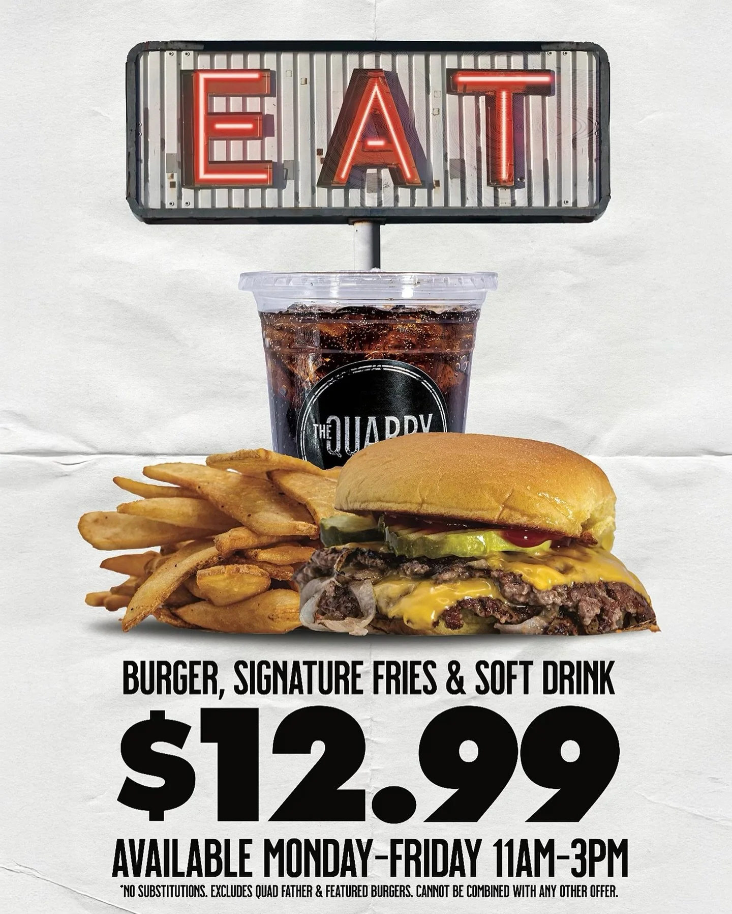 Best Lunch Deal in Town 💥

$12.99 gets you a full meal, Monday&ndash;Friday.

Fresh, fast, and unbeatable.