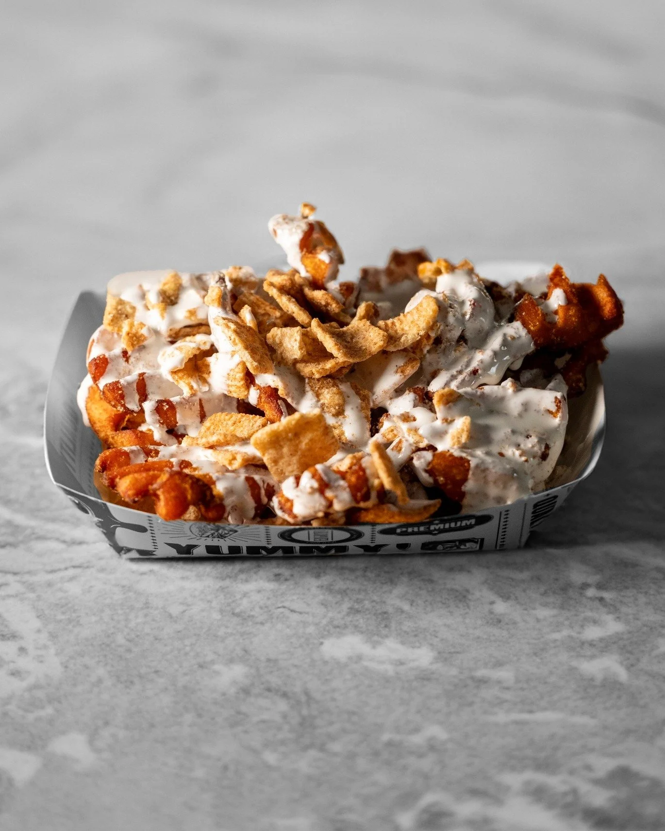 Dessert. Side. Game-Changer. 🍠🍬🥄
Sweet potato waffle fries, dusted in cinnamon sugar, drizzled with marshmallow fluff, and crowned with Cinnamon Toast Crunch.
Yeah&hellip; we went there.