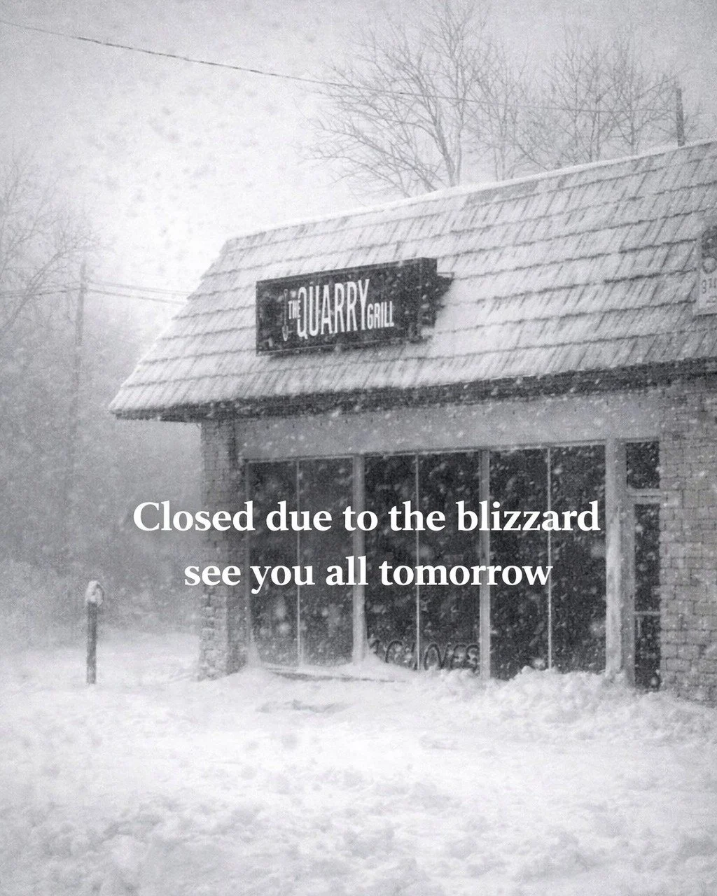 Blizzard wins today.
We&rsquo;re closed.
We&rsquo;ll fire the grill back up tomorrow. 🔥🍔