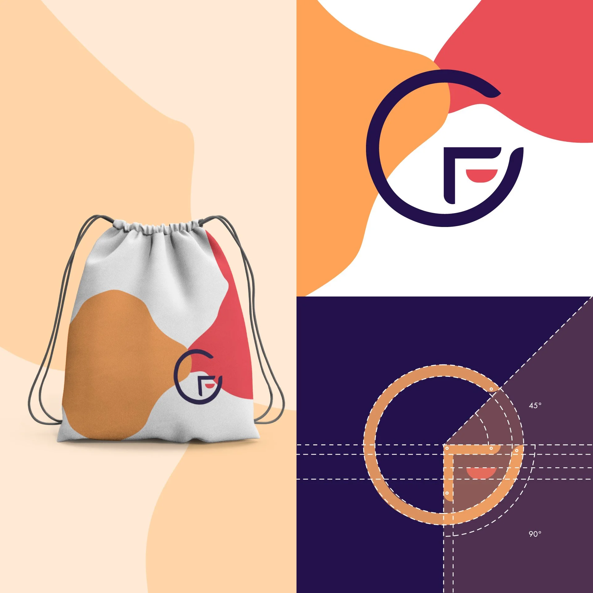 Logo mockup with logo grid and final artwork