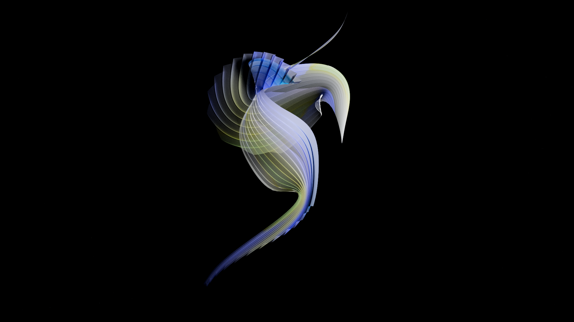 Process render exploring procedural folding of geometry into anthropomorphic form, Houdini and Redshift