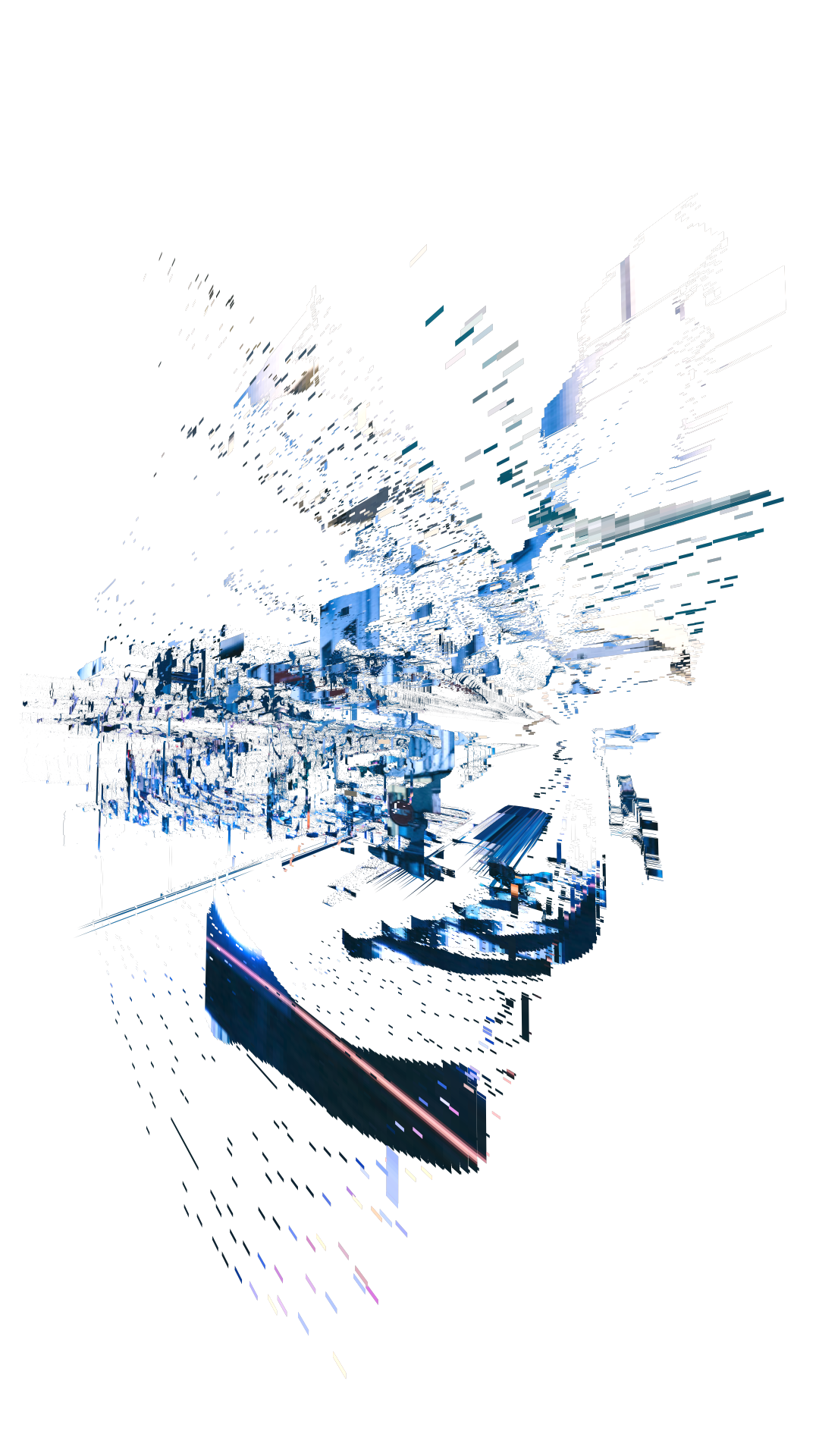 Glitch sculpture generated from depth map data, Houdini and Redshift