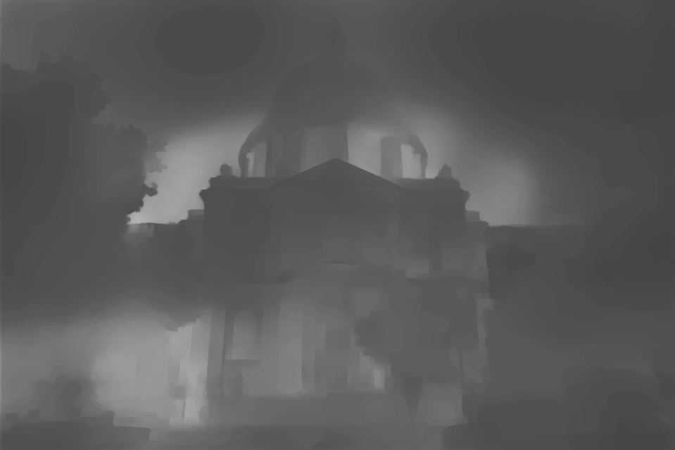 ML-generated depth map creating glitch distortion from street photograph