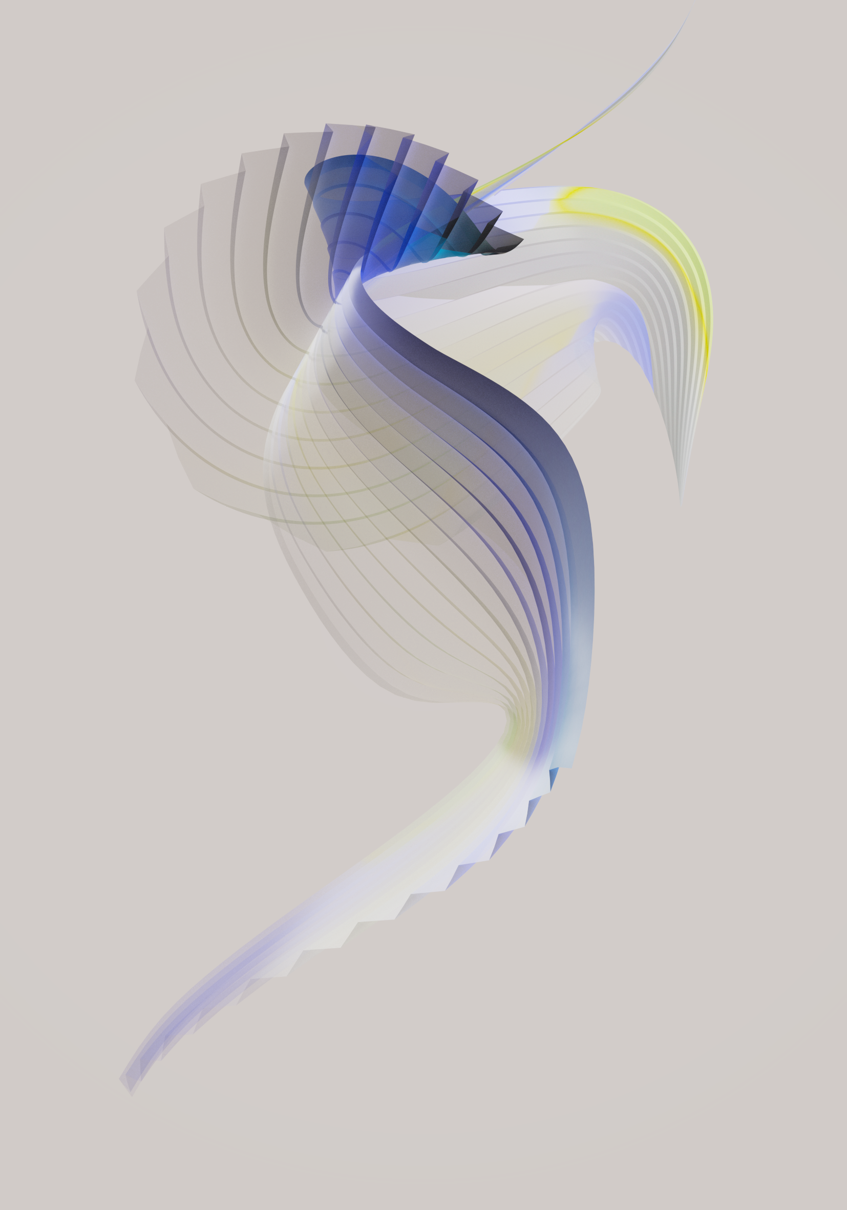 Woman Life Freedom poster showing procedurally folded geometry shaped into anthropomorphic form with weightless lighting, Houdini and Redshift