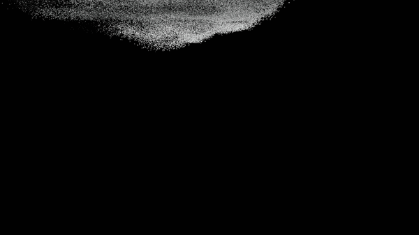 Particle fall system showing powder dropping from above, Houdini