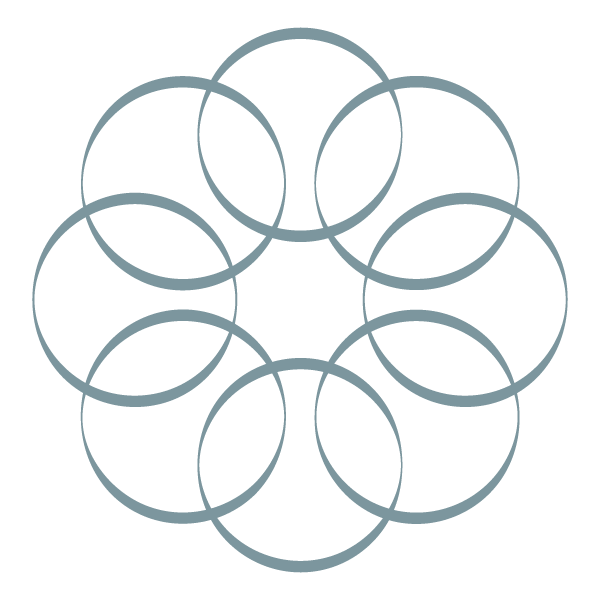 Multiple overlapping circles arranged in a radial pattern.