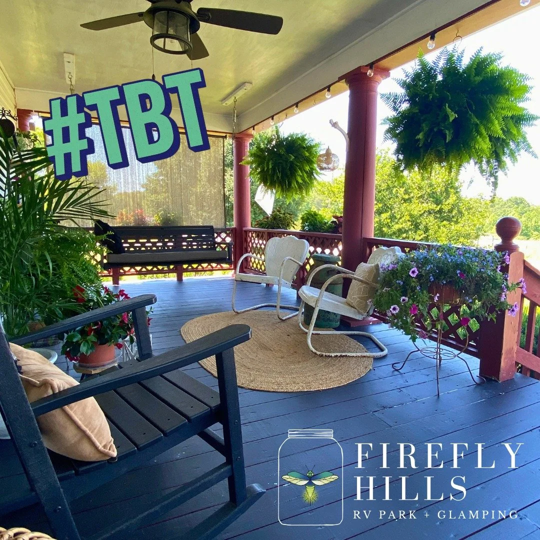 #TBT to the best porch sitting anyone could ask for. 
Also, *🐈 not pictured* Ralph's favorite spot. 
This porch holds a lot of stories, memories and gatherings to come. We hope to have you here enjoying it sometime soon.✨

#fireflyhills #kentucky #c