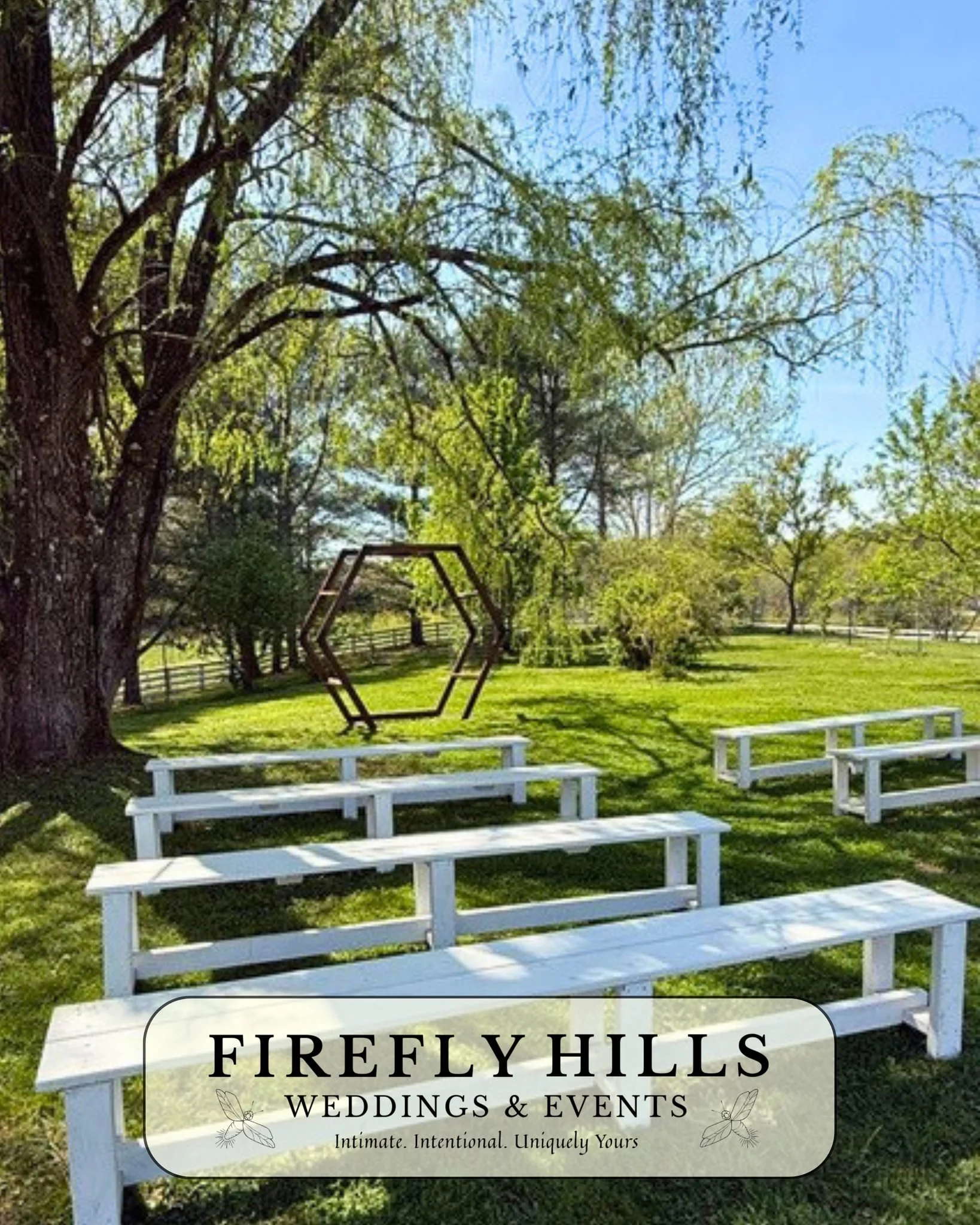 Picture your loved ones seated among the trees, sunlight filtering through the leaves, and you standing beneath the willow as you begin your forever. 🌿✨

This is what Weddings at Firefly Hills are all about, peaceful, personal, and surrounded by the