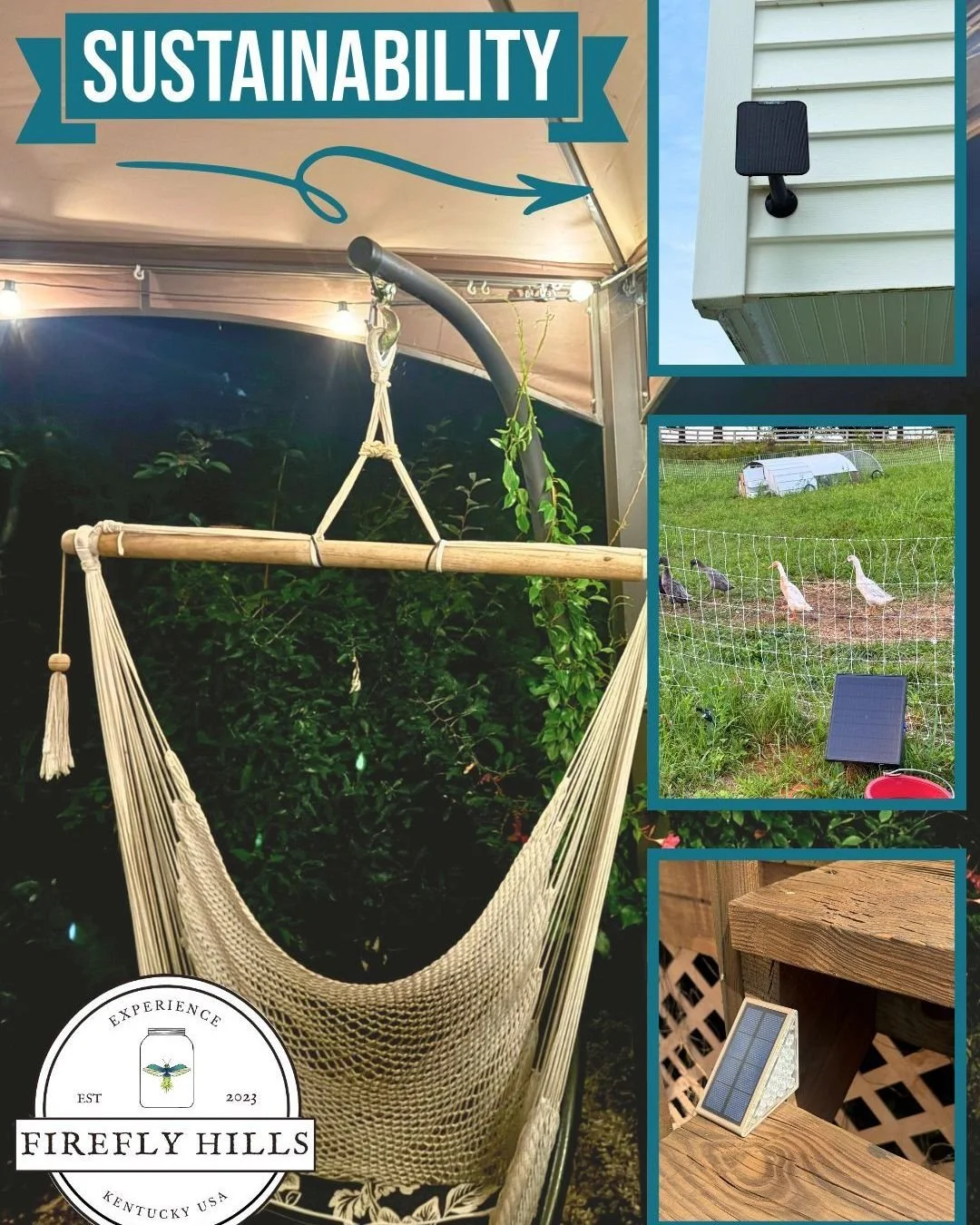 Wrapping up August Sustainability Month here at Firefly Hills with a look at how we keep things running completely powered by the sun! ☀️
✨Every corner of the property has its own little job to do. If you look closely at the photos, you can see our e