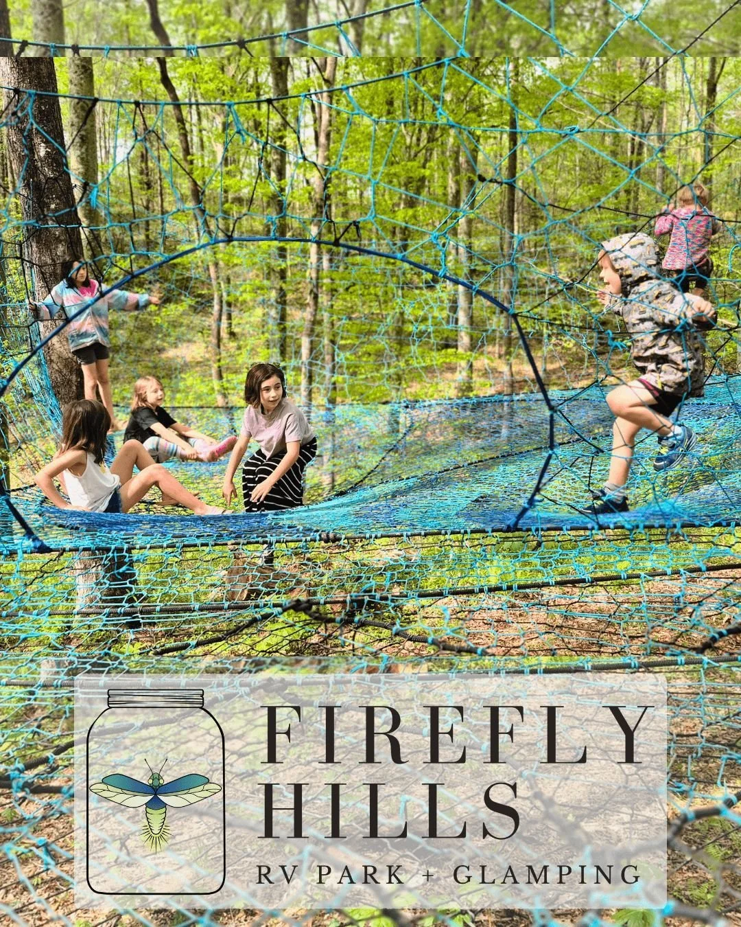The Web is the ultimate forest bounce zone. Tucked right into the trees, this spot is typically buzzing with energy, laughter, and big bounces. It's the perfect shaded space for kids (and adults) to jump around, play together, and make new camp frien
