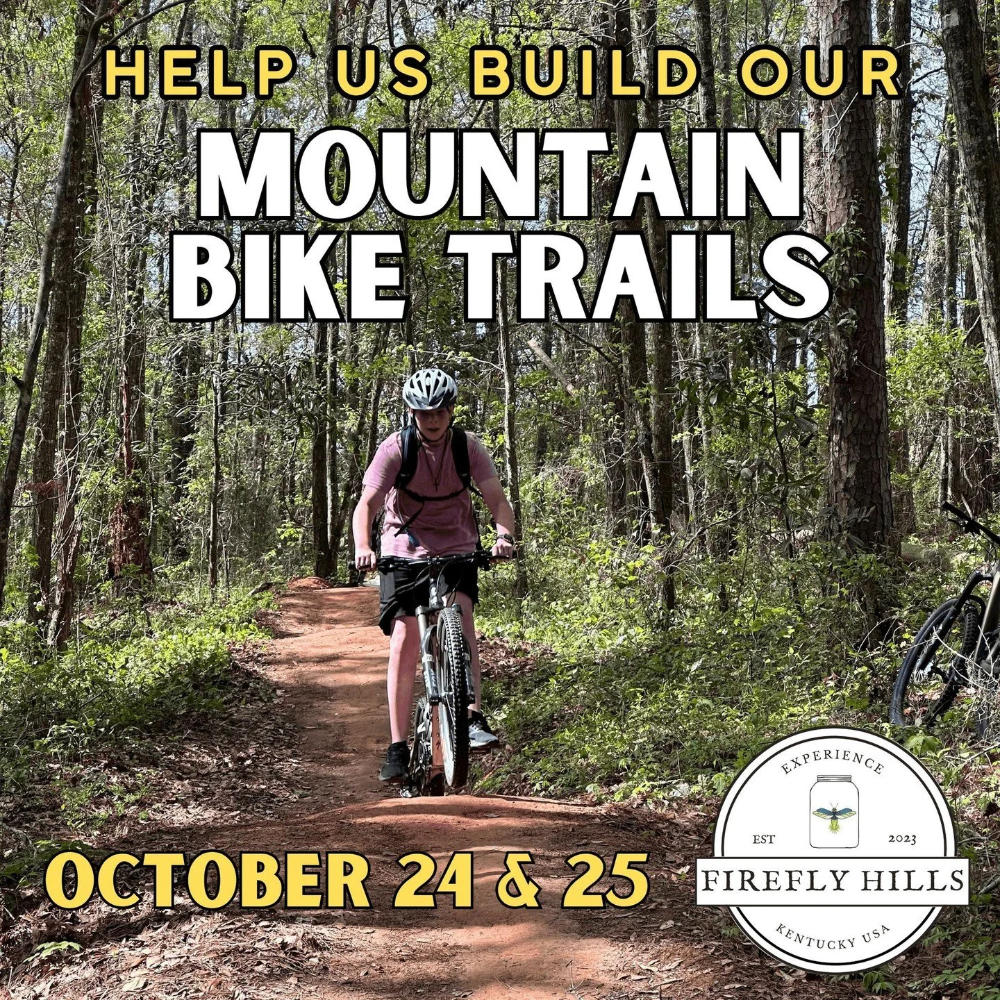 🚵 Mountain Bikers &mdash; We Need Your Help!

The mountain bike trails at Firefly Hills are taking shape, and now comes the really fun part: adding trail features!

📅 October 24 &amp; 25
⏰ 9:00 AM&ndash;4:30 PM

We know there are a lot of local rid