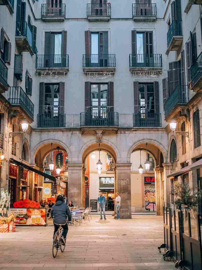 Beautiful building facade in the Gothic Quarter, in Barcelona