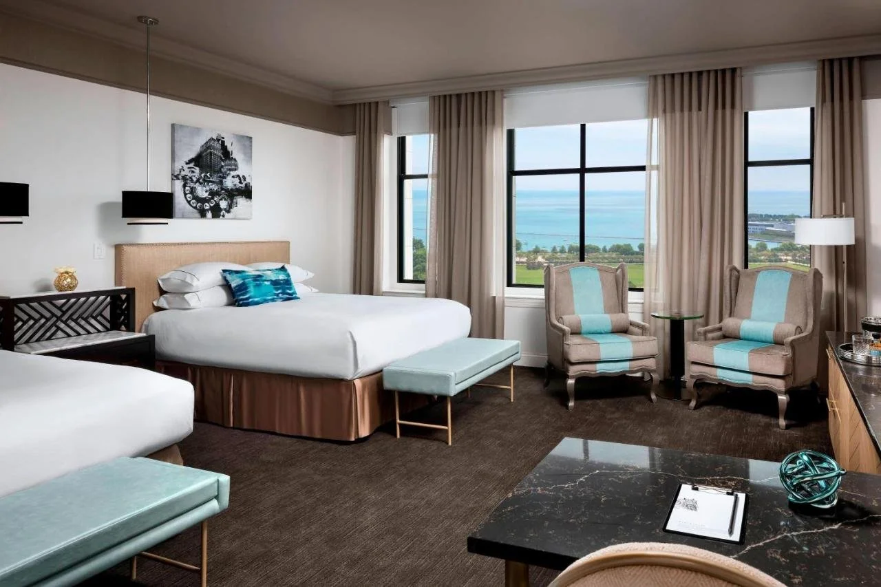 The Blackstone Autograph Collection Chicago hotel room with Lake Michigan view