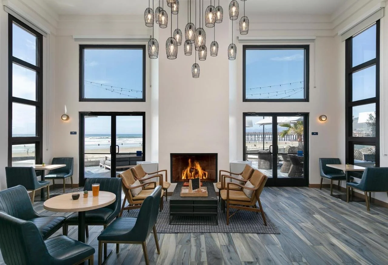 Sandcastle Hotel on the Beach Pismo Beach The Deck ocean-view terrace at sunrise