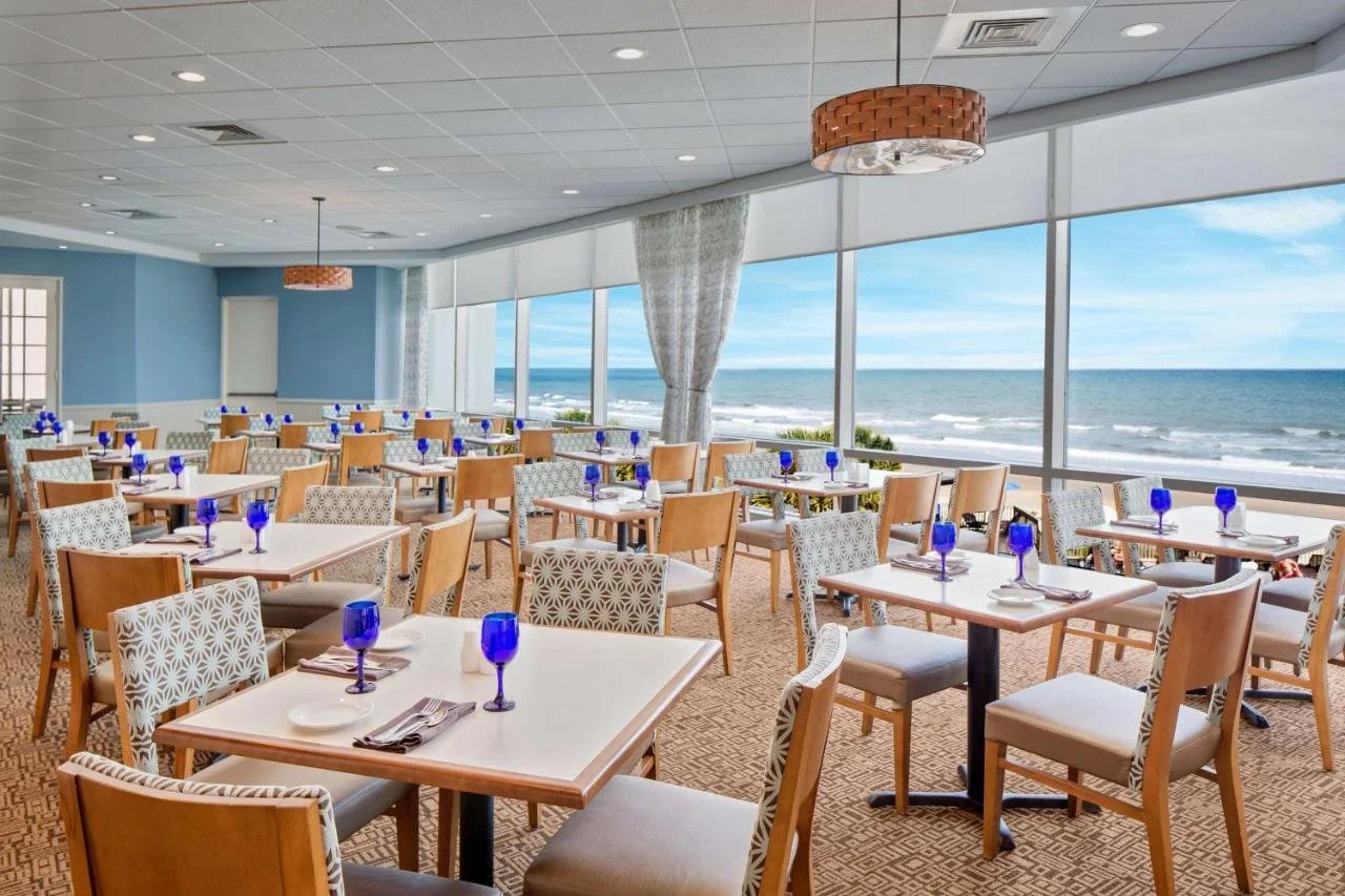 Hilton Myrtle Beach Resort oceanfront restaurant with expansive windows