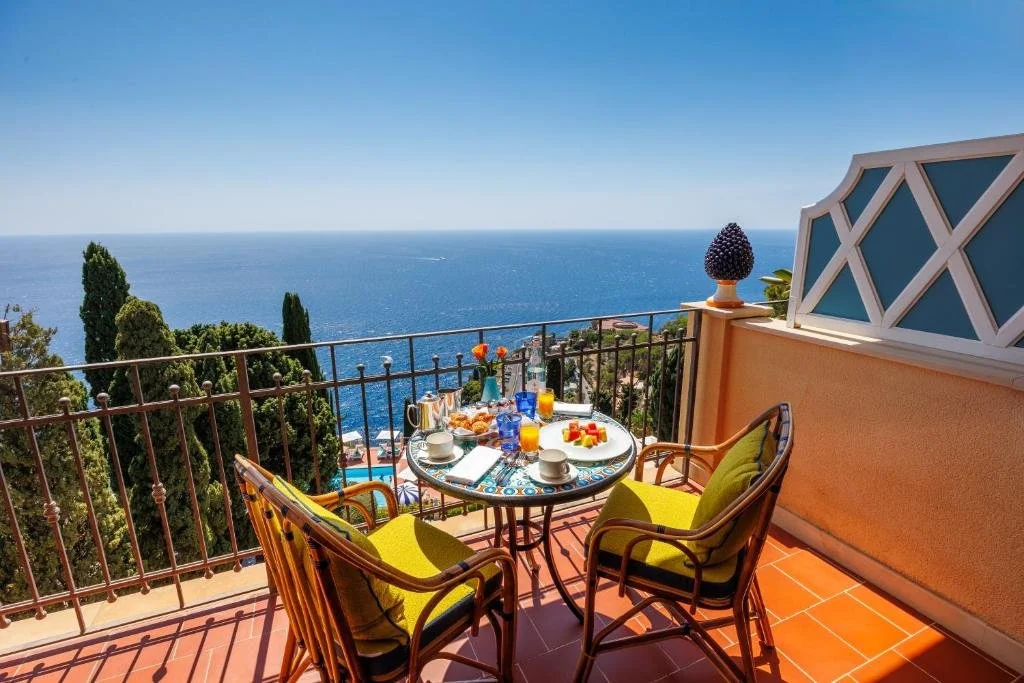 Grand Hotel San Pietro Taormina room balcony with panoramic Ionian Sea view