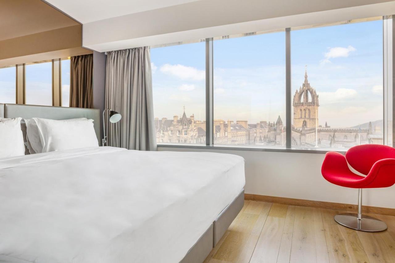 Radisson Collection Hotel Royal Mile Edinburgh high-floor room with St. Giles Cathedral crown steeple view