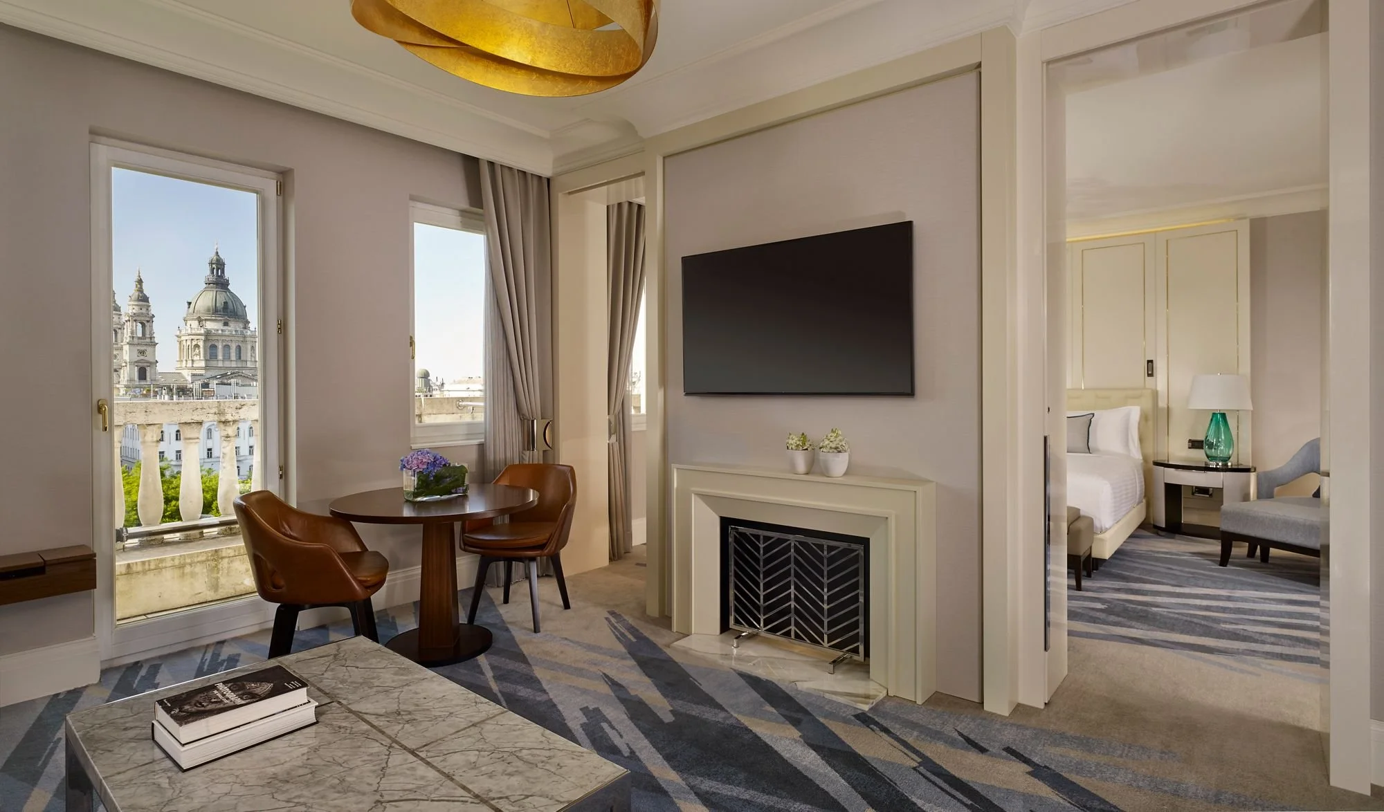 Al Habtoor Palace Budapest luxurious suite with a view of St Stephen's Basilica