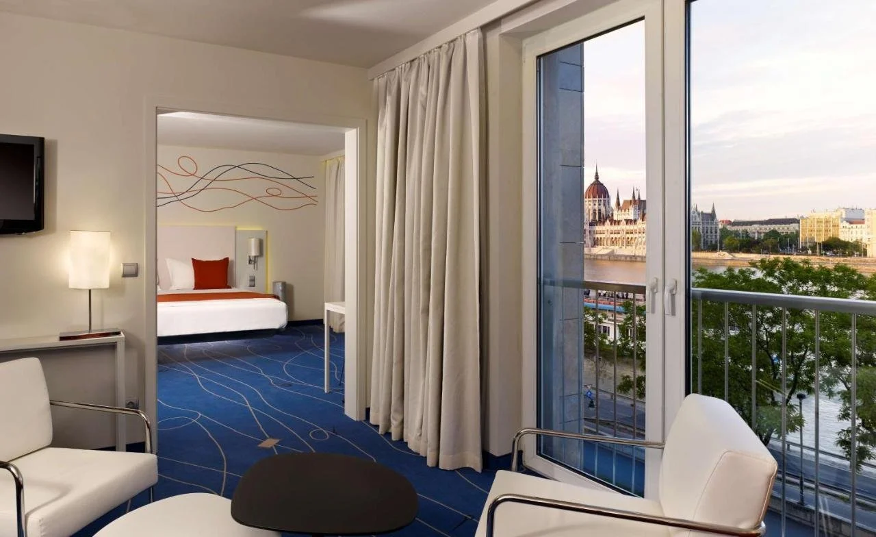 Park Plaza Budapest suite with view of Parliament and Danube