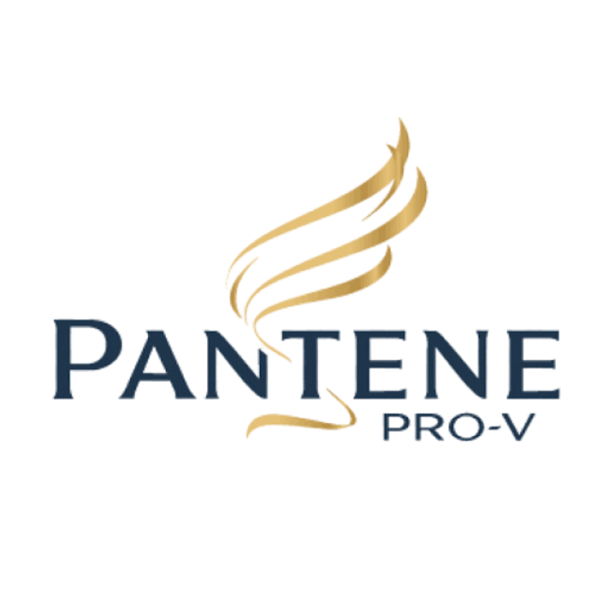 Logo of PANTENEwith stylized doughnut or pastry, blue text, and gold outline.